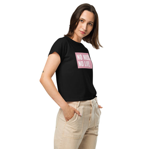 Women’s high-waisted t-shirt - No Music No Life ( Version Coral 1.1 )