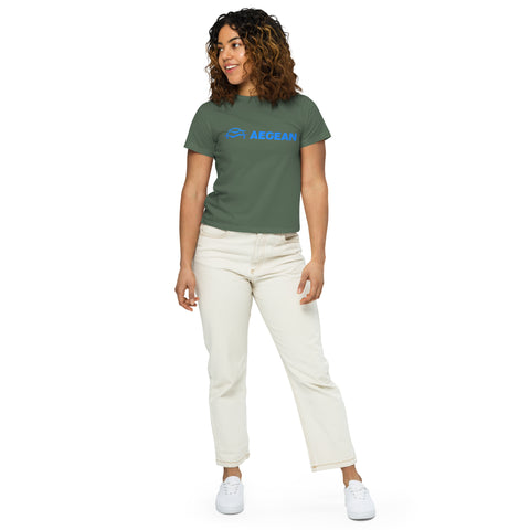 Women’s High-Waisted T-Shirt  -  Vintage AEGEAN Airlines