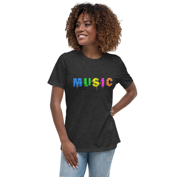M U S I C  'Multi-Color distorted stamp design' - Women's Relaxed T-Shirt