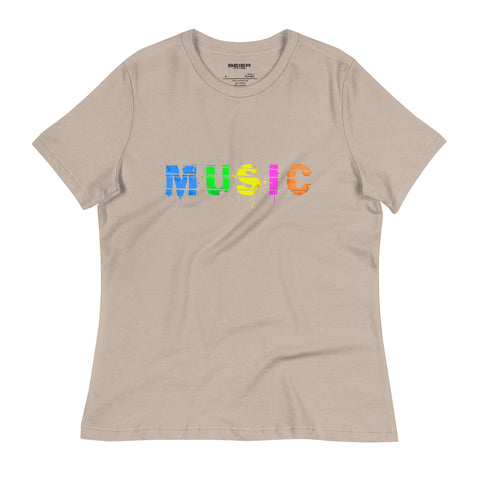 M U S I C  'Multi-Color distorted stamp design' - Women's Relaxed T-Shirt