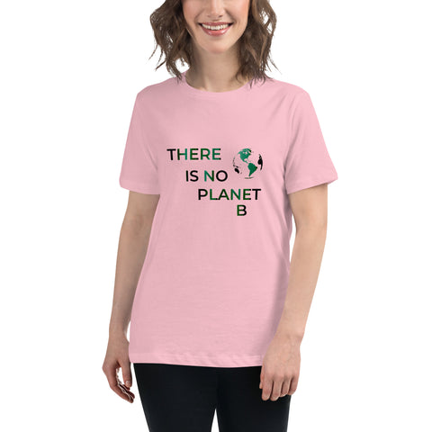 Women's Relaxed T-Shirt  featuring   'There is No Planet B' (Black & grey fading blend)